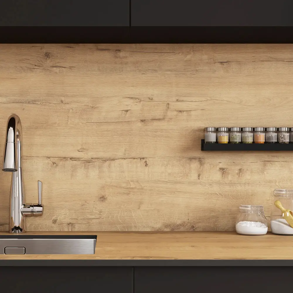 Стеновая панель для кухни Slotex 300x0.4x60 см HPL-пластик цвет дуб брукхилл STLM-2003377 - Вид №5