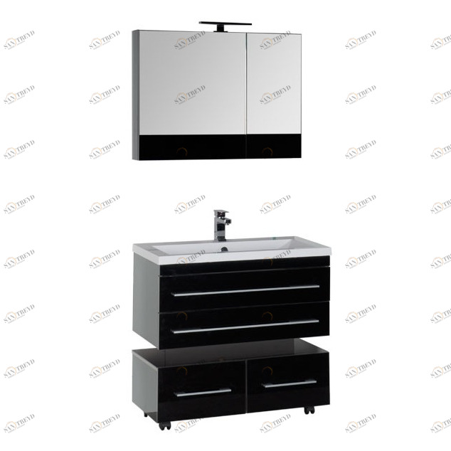 Комплект мебели Aquanet Верона 90 черный (подвесной 2 ящика) 00175474