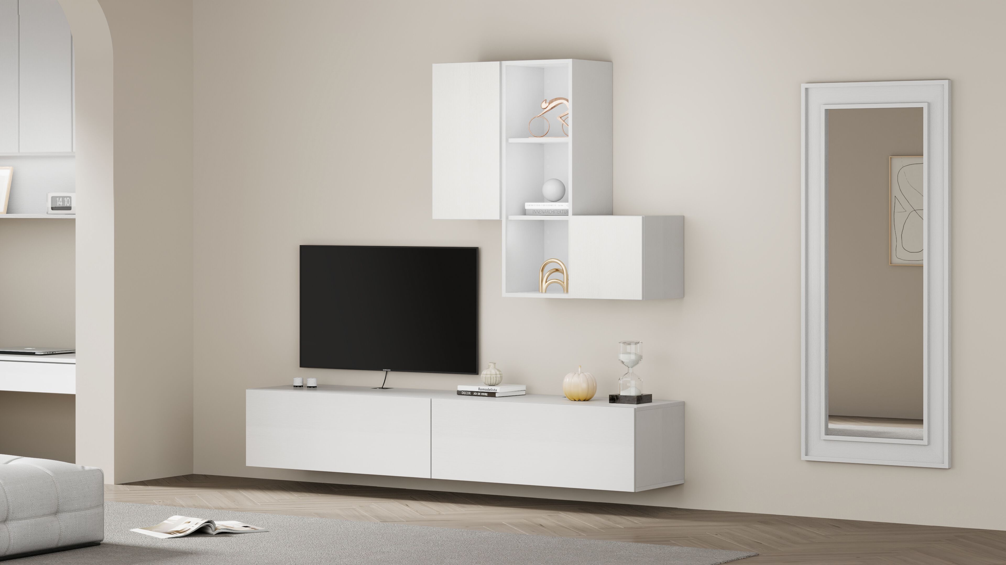 Модульная оборудованная стена установленная стеной в меламинированном Mobili Fiver Easy ARCH-00044646 - Вид №46