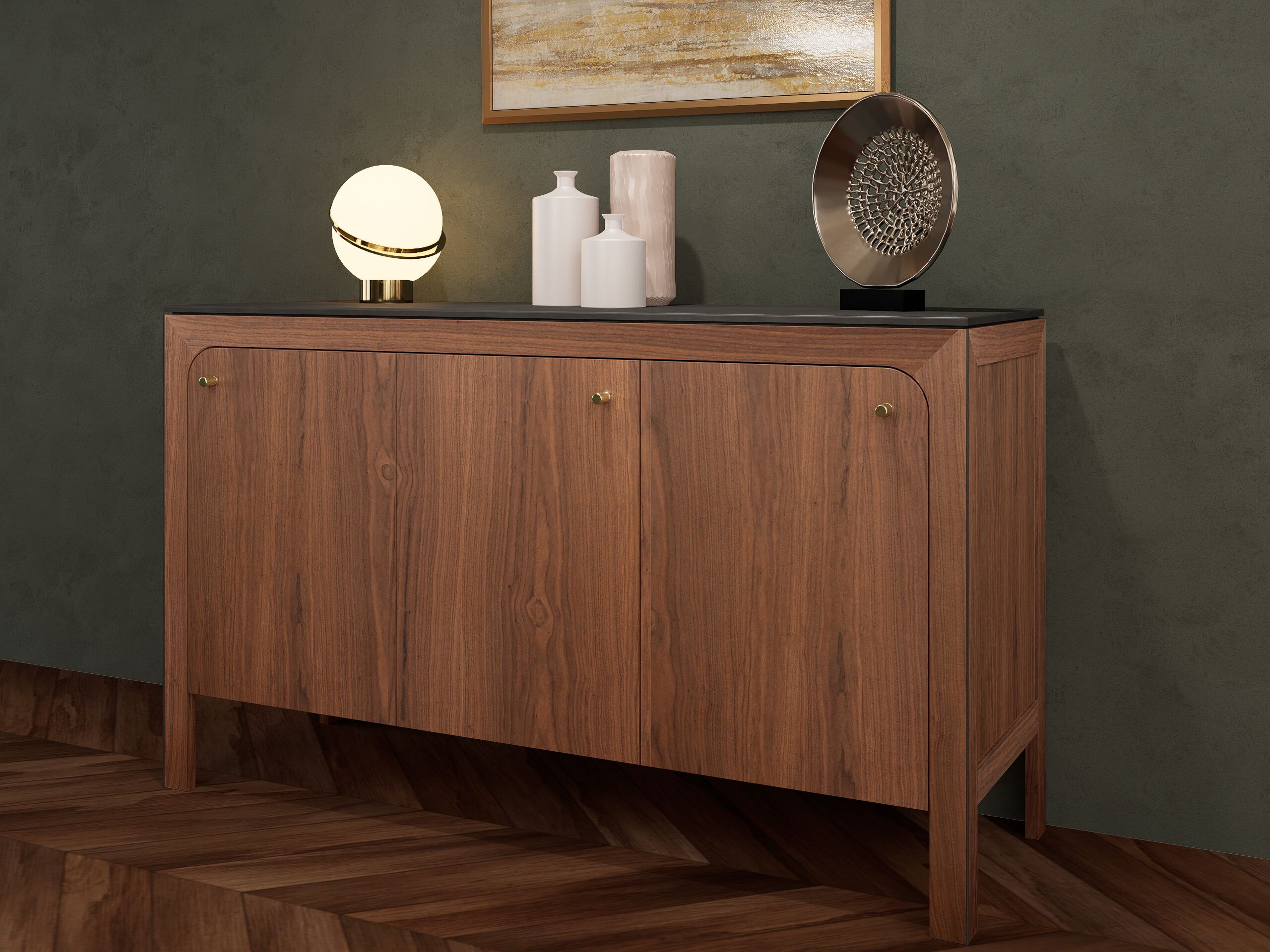 Шкаф из грецкого ореха с распашными дверями и столешницей из смолы Antoine Perdrieau Marietti ARCH-00000267