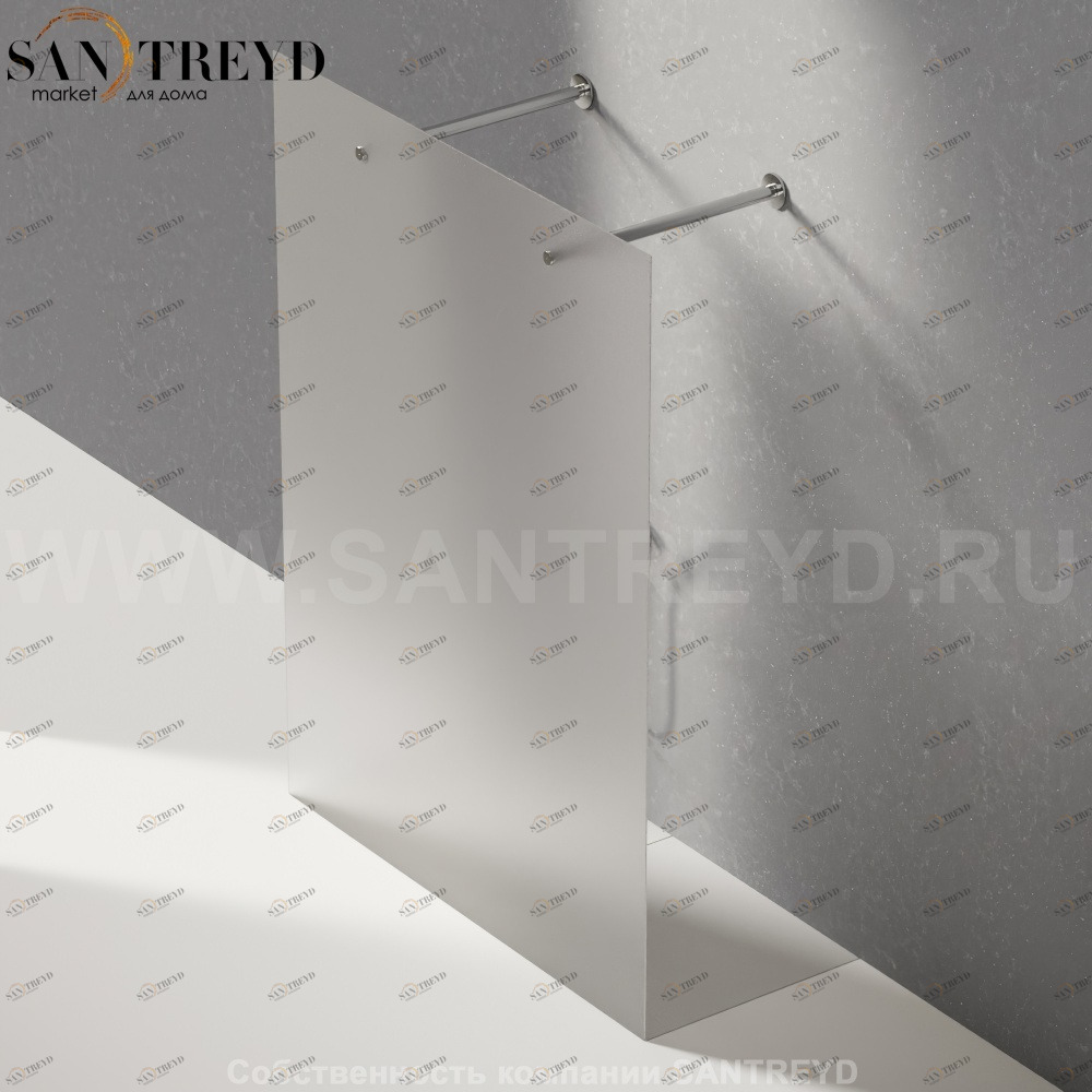 Душевое ограждение FLAT D подрезаемое, стеклянная матовая перегородка с 2-мя держателями. Размеры: глубина от 70 до 100 см, длина от 100 до 140 см Agape DA207010014016180TTS