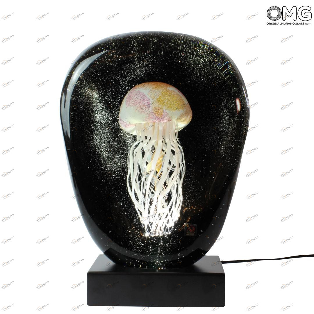 2095 ORIGINALMURANOGLASS Скульптура-лампа медуза - муранское стекло соммерсо 28 см 