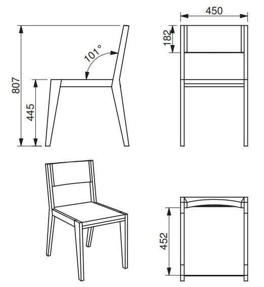Деревянный стул ресторана Quinze & Milan номер 26 ARCH-00145734 - Вид №4