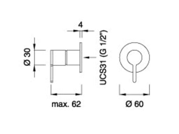 Настенный термостатический смеситель с системой остановки воды CEADESIGN INNOVO ARCH-00119299 - Вид №2