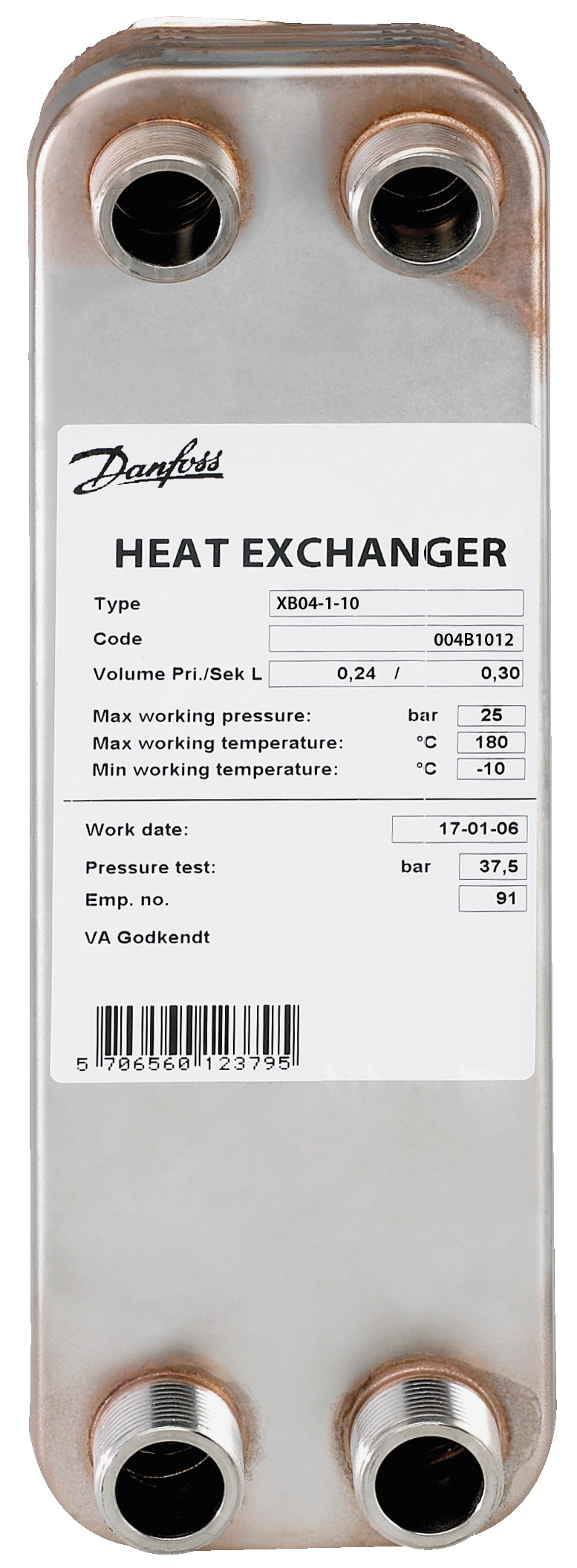 Danfoss Паяный пластинчатый теплообменник серии XB04 XB 04-1 30 паяный пластинчатый теплообме 004B1019  - Вид №1