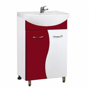 Тумба Эрика 550 бордо 10408 с раков.ERICA ERI55 1 отв. белый (S-UM-ERI55/1/2)