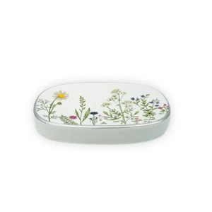 Керамическая мыльница Primanova Flowers белая с цветочным декором 89380972