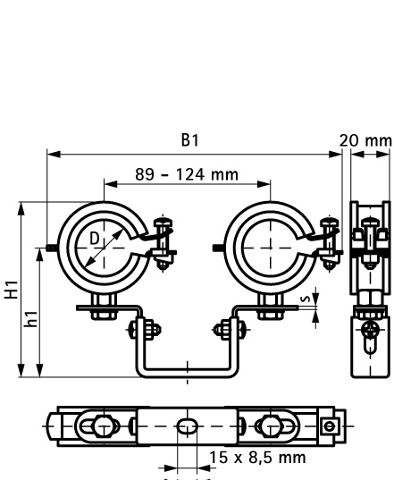 3393228 Крепление для труб  BIS Duplo KSB1 Двойные хомуты с epdm для труб отопления WALRAVEN  - Вид №1