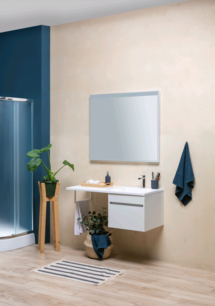 Тумба с раковиной Aquanet Токио 110 R белый (подвесная, 1 ящик) 0023691500235498 - Вид №14