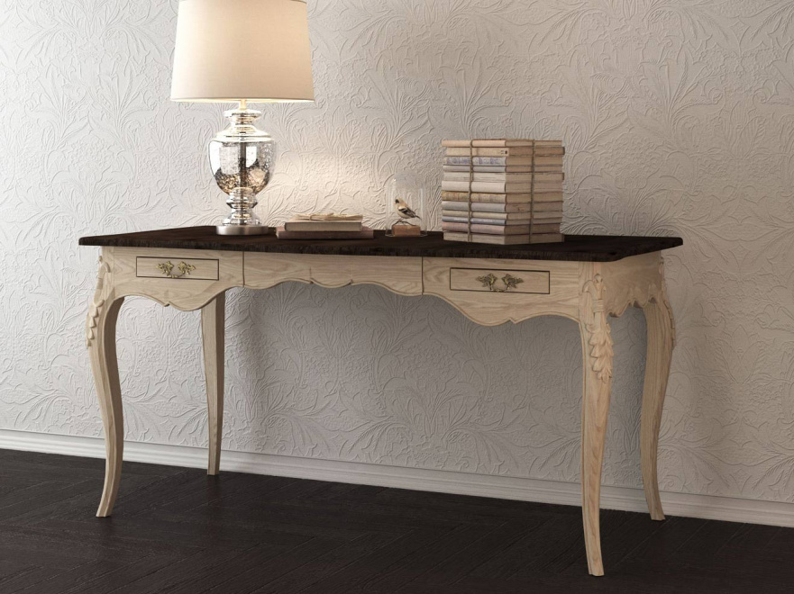 Письменный стол деревянный с гнутыми ножками Versalles FURNITERA  120343 Бежевый  - Вид №3