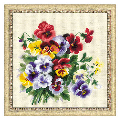1516 Набор для вышивания Пестрые анютки 20 х 20 см RIOLIS Сотвори Сама 