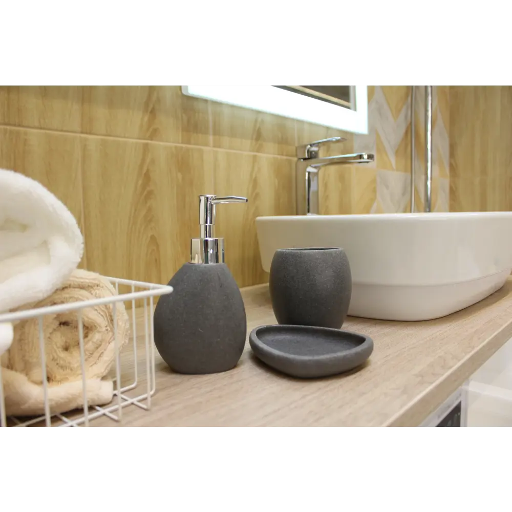 Стакан для зубных щёток Raindrops Чёрный камень полирезина Черный камень STLM-2119991 - Вид №2