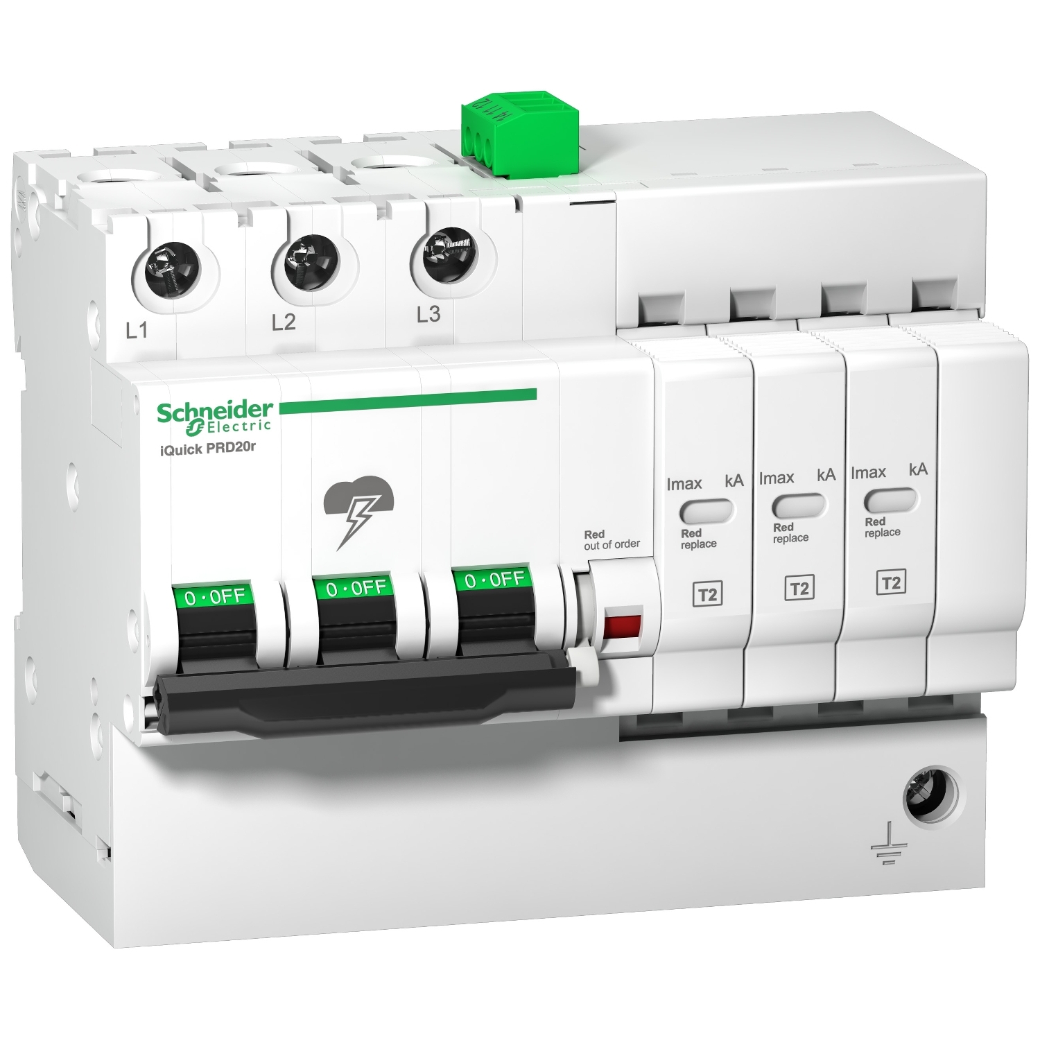 A9L16296 УЗИП СО ВСТРОЕННОЙ ЗАЩИТОЙ IQUICK IQUICK PRD 3П 20кА С КАРТРИДЖАМИ Schneider Electric 
