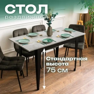 92003555 Кухонный стол прямоугольный Goodex Donini 106x106 см ЛДСП цвет серый/бетон STLM-1517876