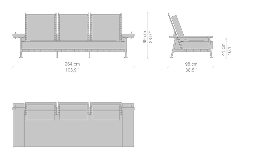 Ткань сад диван CASSINA Fenc - E Nature ARCH-00004139 - Вид №3