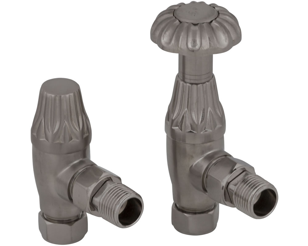 HAN010 Входной ручной клапан радиатора Crocus Wheel 15 мм (сатинированный никель) Сarronheating  - Вид №1