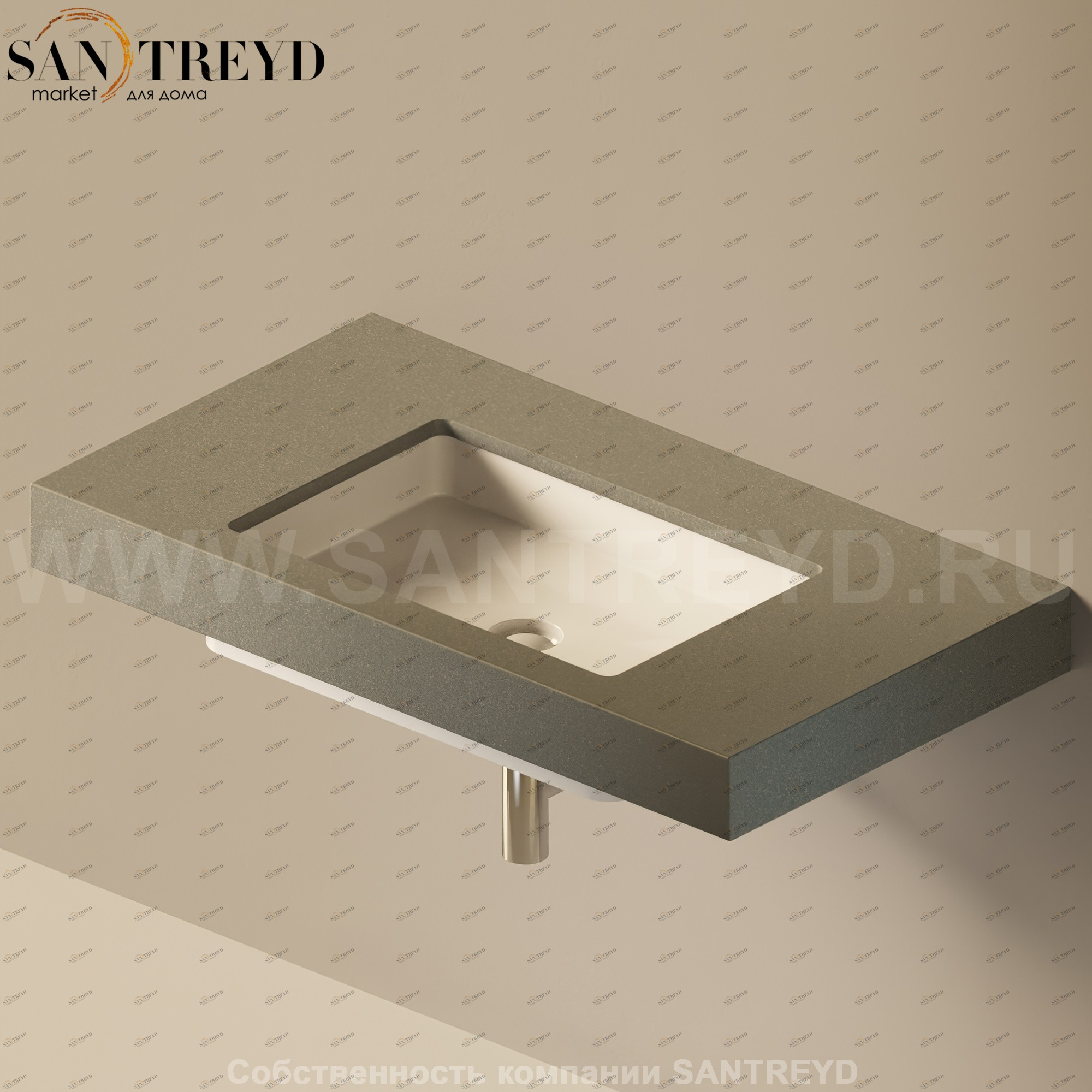 Flaminia FLYMAX Столешница с отверстием под раковину от 80 до 250 см серая FY40SP.7037 Ceramica Flaminia FY40SP7037