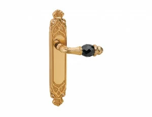 0A3541.N00.44 Дверные ручки на накладках с черным кристаллом сваровски Мат античная латунь