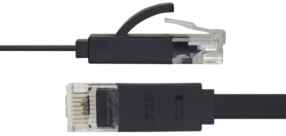 GCR-LNC616-3.0m патч-корд prof плоский прямой 3.0m, utp медь кат.6, черный, позолоченные контакты, 30 awg, ethernet high speed 10 гбит/с, rj45, t568b Greenconnect Santreyd  - Вид №5