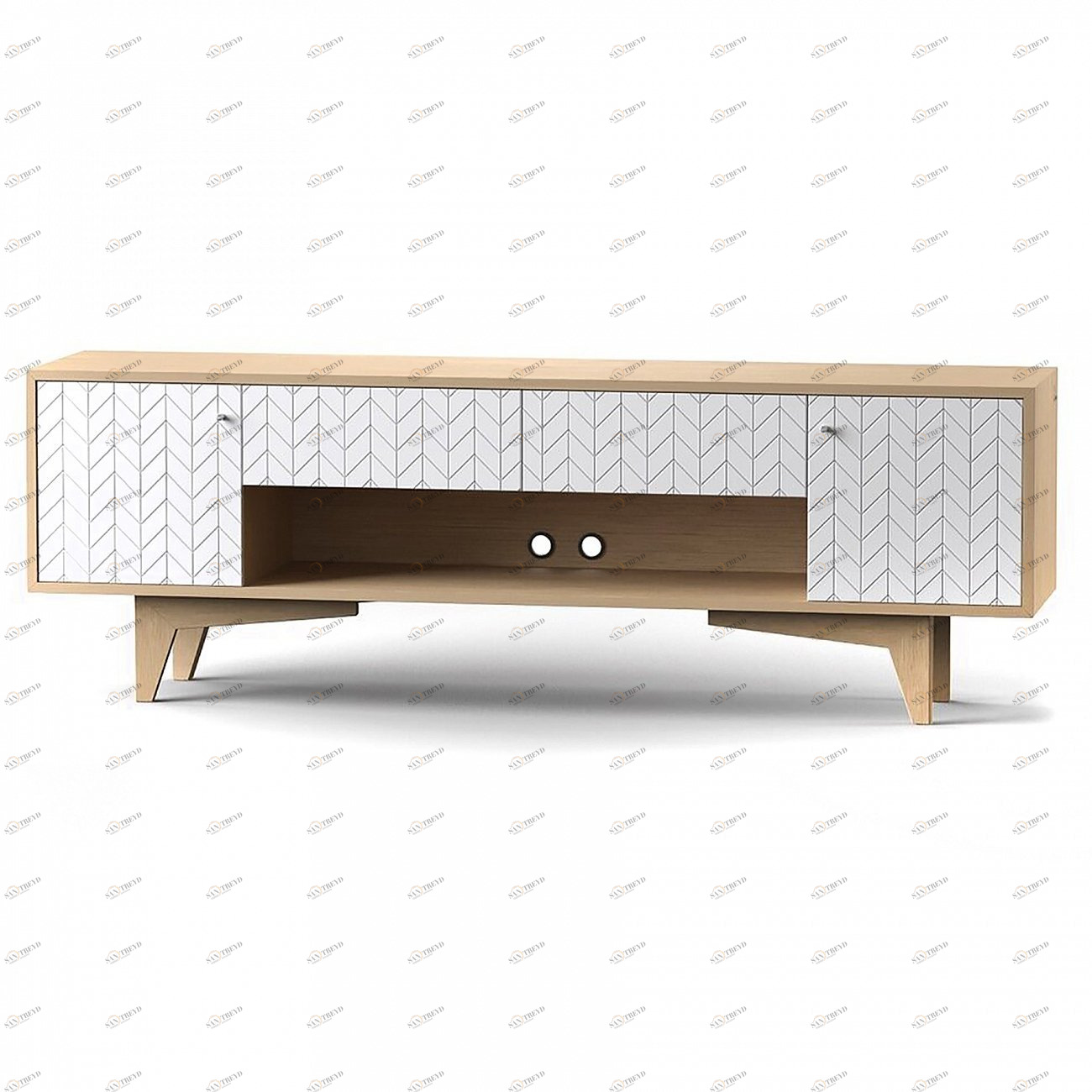 Тумба под телевизор с ящиками с рисунком на фасадах "Елка" Telly BRAGIN DESIGN  256460 Бежевый;белый 