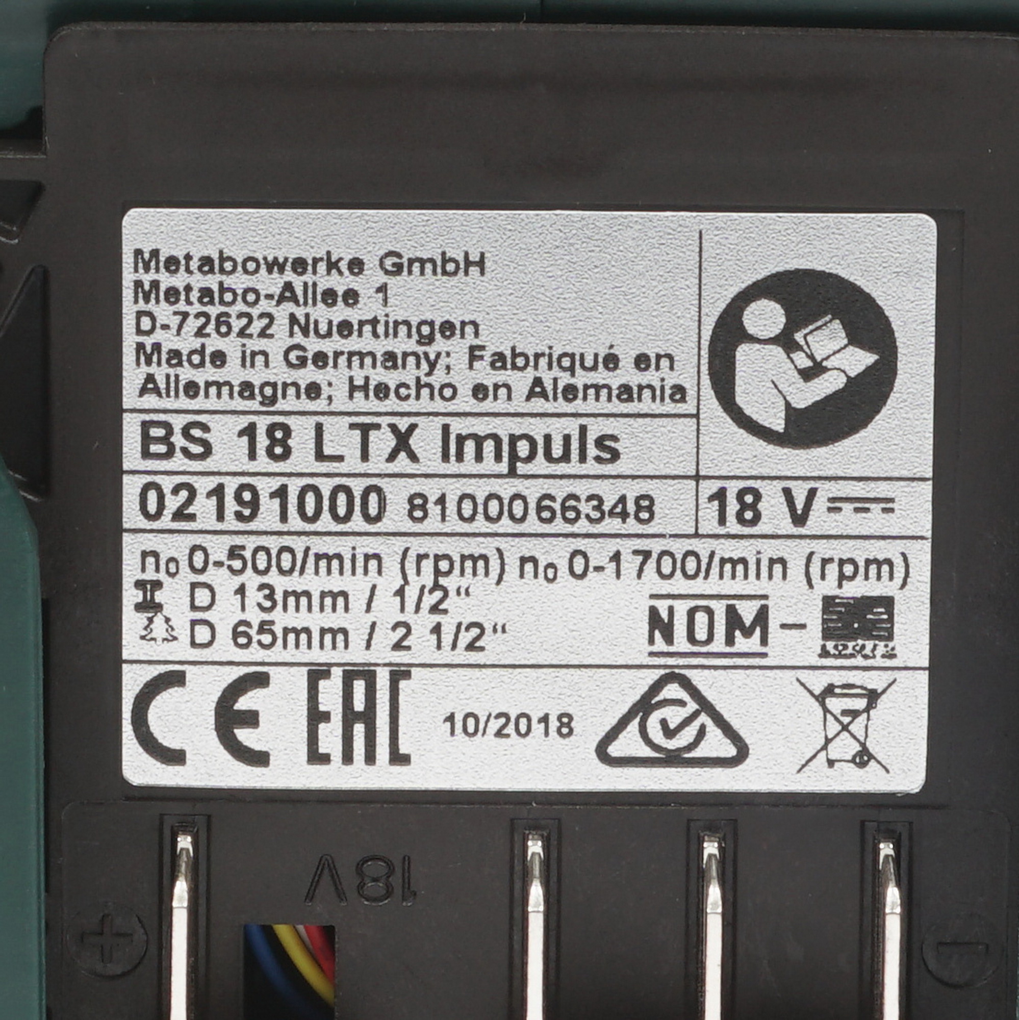 Дрель-шуруповерт Metabo BS 18 LTX IMPULS CAS 18V 1099218 STDN-0076808 - Вид №2