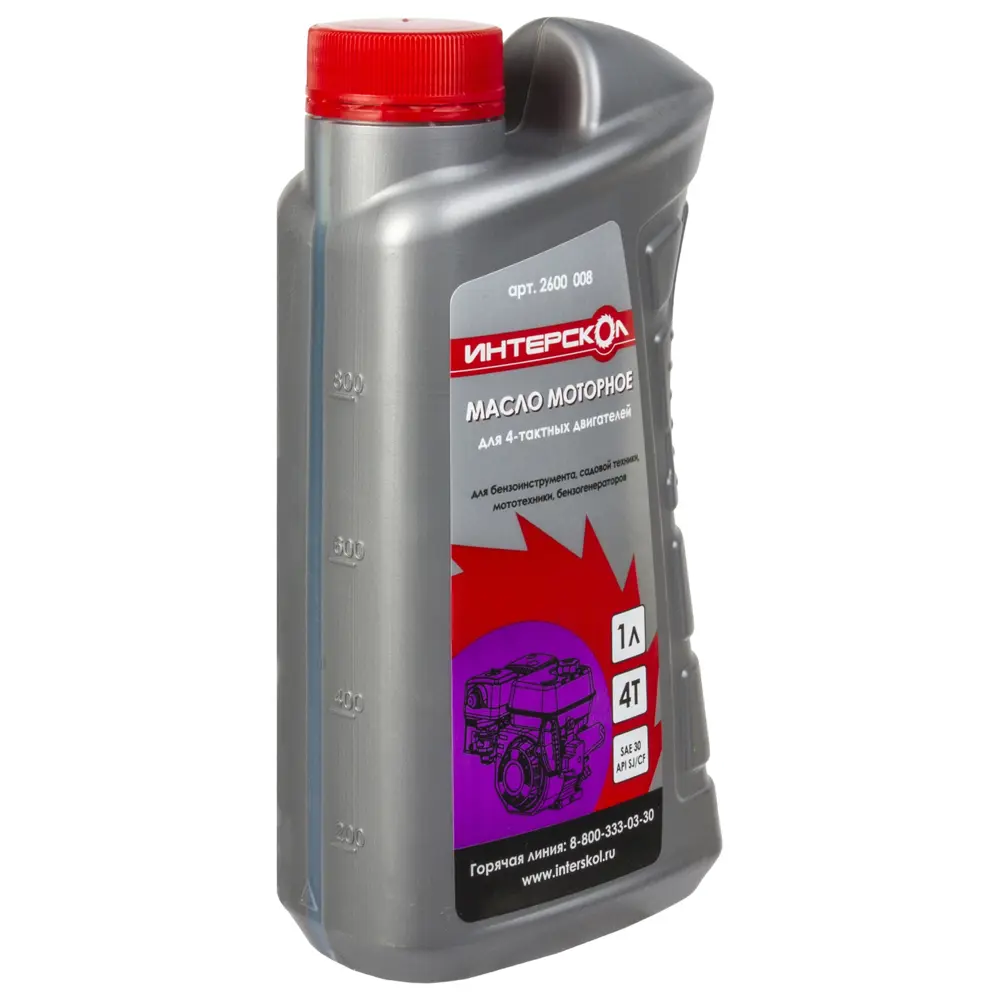 Масло моторное для четырехтактных двигателей Интерскол минеральное, 1 л STLM-2106568