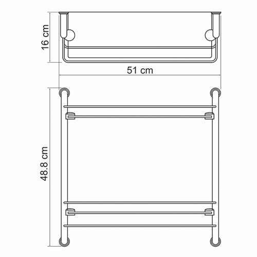 K-2022 Полка стеклянная двойная WasserKRAFT  - Вид №2