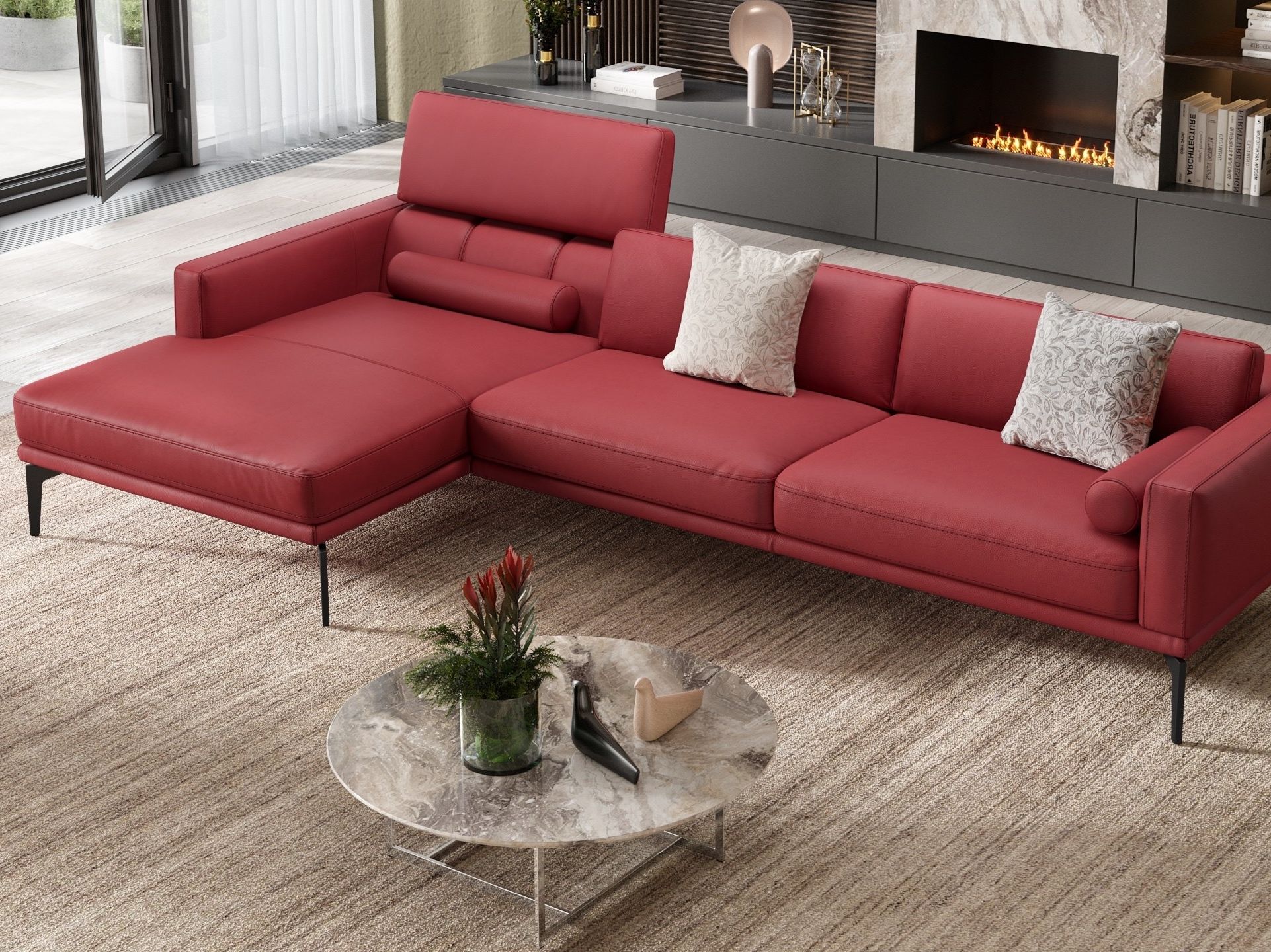 Кожаный диван с полуостровом Sofanella SALERNO ARCH-00087736 - Вид №5