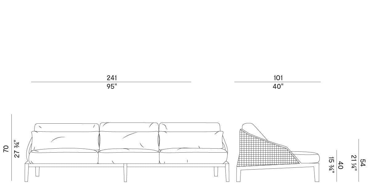 3-местный тканевый диван Potocco Grace ARCH-00121535 - Вид №3