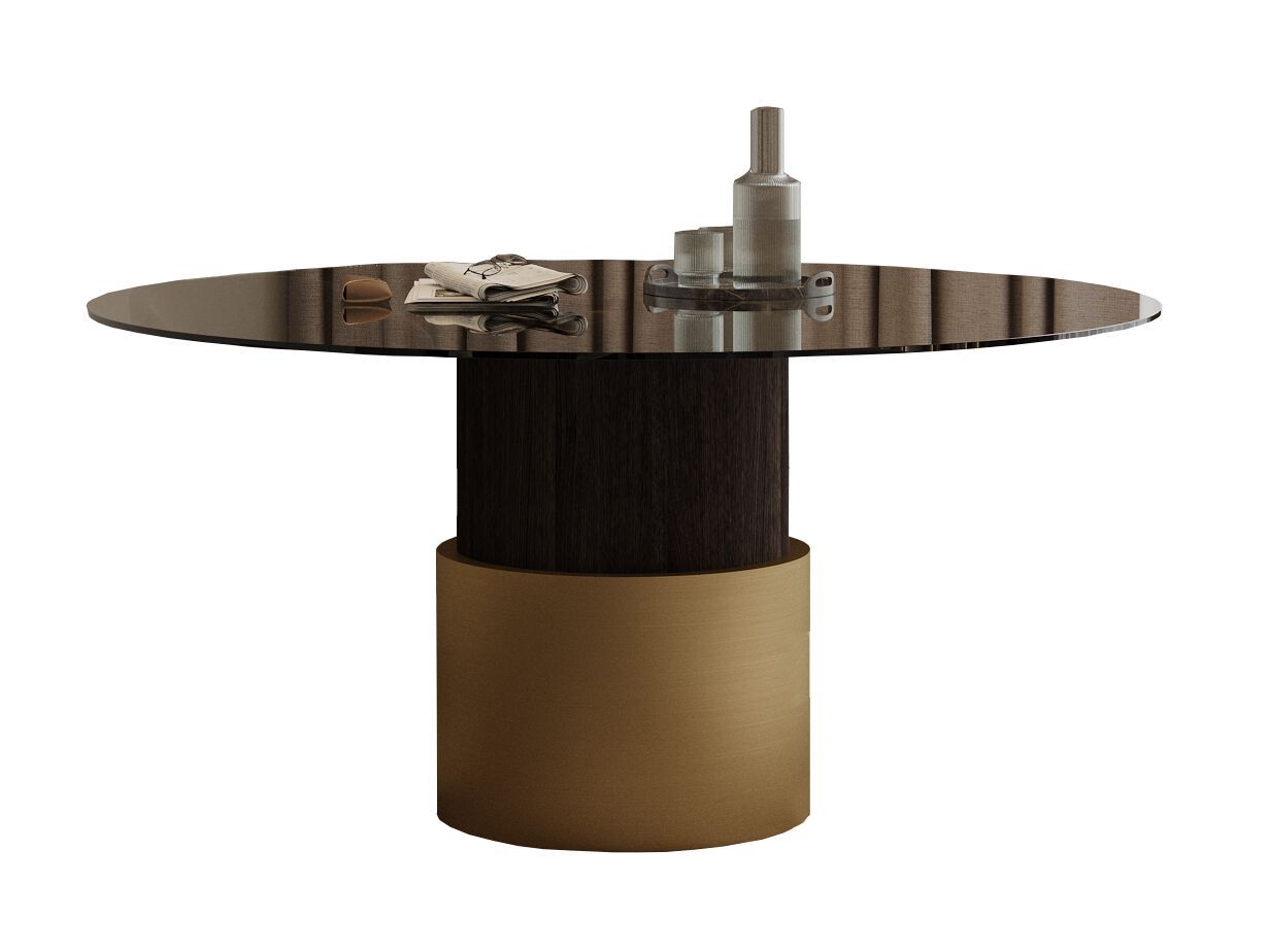 Круглый деревянный и стеклянный обеденный стол EUPHORIA DREAM ARCH-00040938