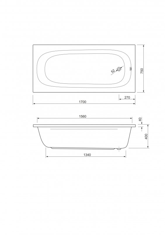 Акриловая ванна CEZARES PIAVE-170-75-42  - Вид №2