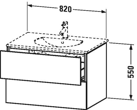 LC626204040 Тумбочка подвесная L-Cube #LC6262 820 x 534 мм Черный глянцевый лак Duravit - Вид №1