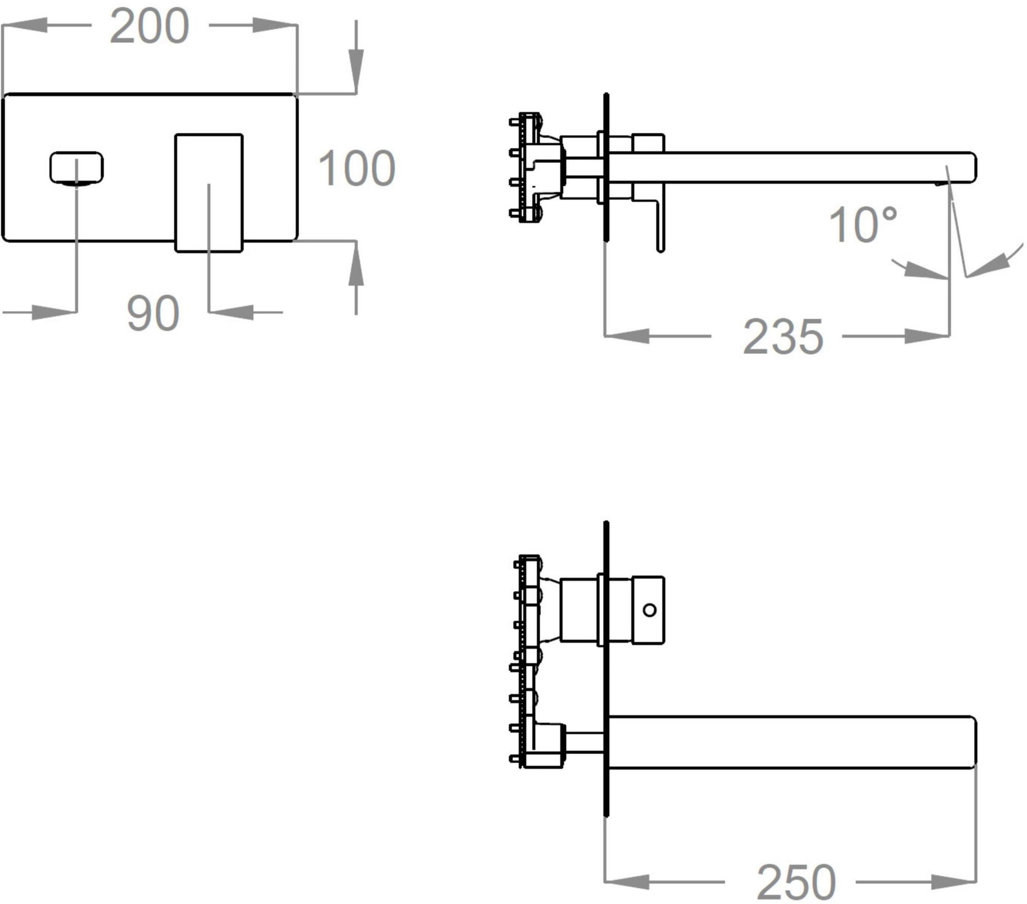 Fir Italia Смеситель для раковины настенный из латуни с тарелкой Kelio 63 sun-id-1403391 - Вид №1