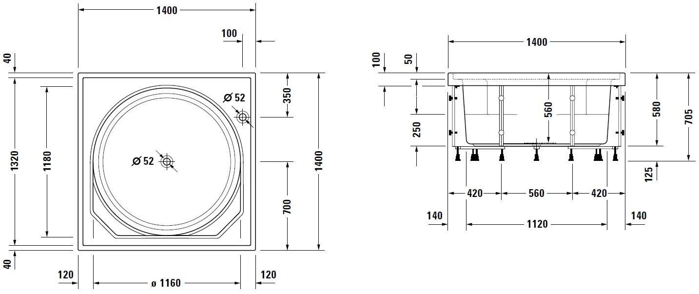 Duravit Встроенная акриловая ванна Blue moon 700143 - Вид №1