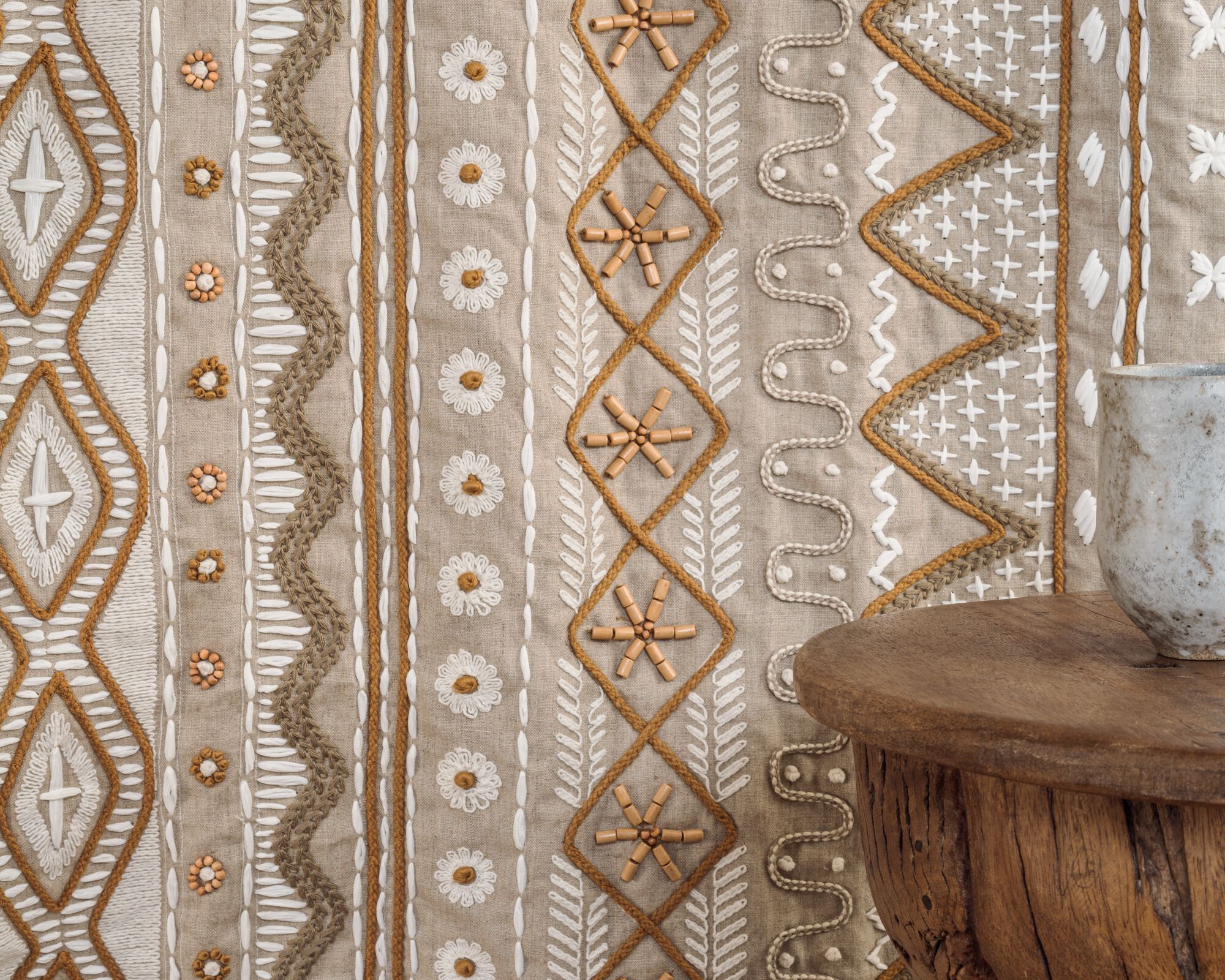 Льняная вышитая ткань Élitis Baléares ARCH-00023483 - Вид №2