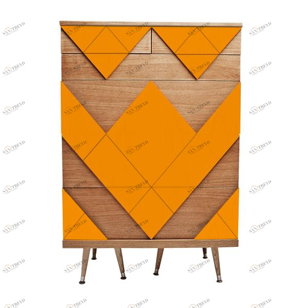 Комод с рисунком оранжевый Big Woo WOODI  00-3965898 Бежевый;оранжевый 