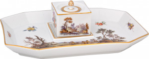 89066 Meissen Письменный прибор 18х13см "Охотничий мотив по эскизам Ридингера" Фарфор