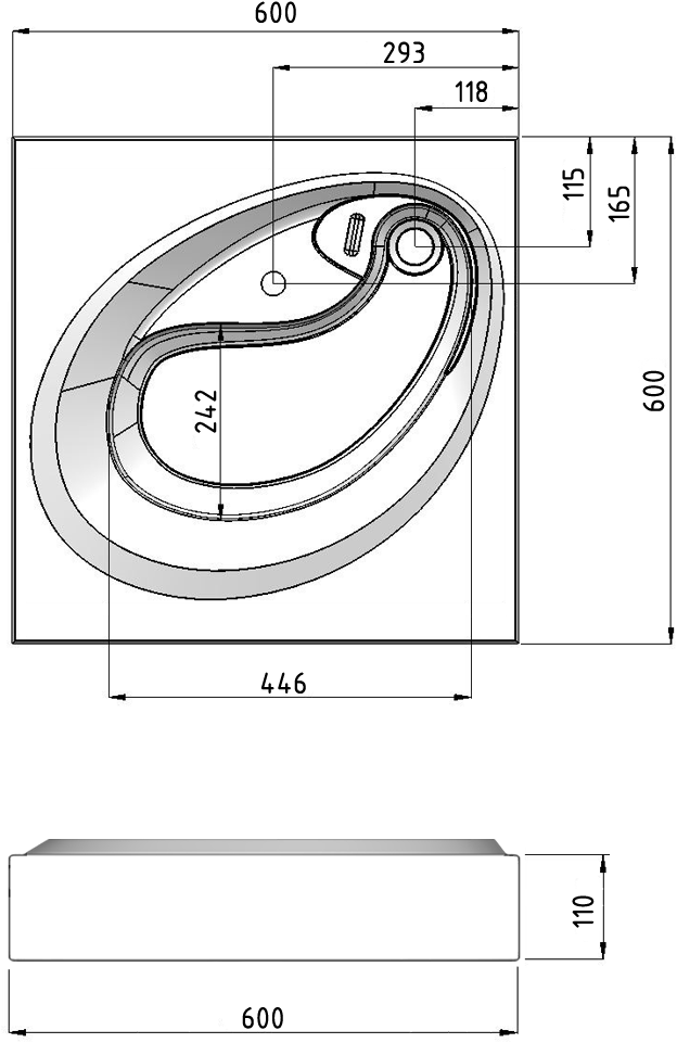 1606001 Подвесная раковина настенная прямоугольная Grossman Alvaro - Вид №3