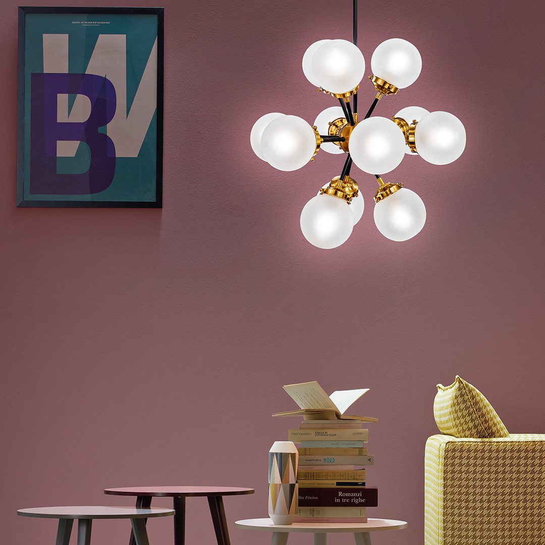 Frezia Light 1009/12 black brass/white люстра подвесная 116023 - Вид №1