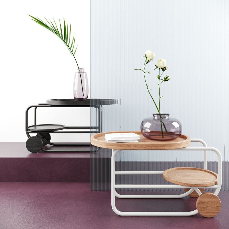 Металлический журнальный столик contract с ясенем и колесами Shishka Project One ARCH-00024403 - Вид №12