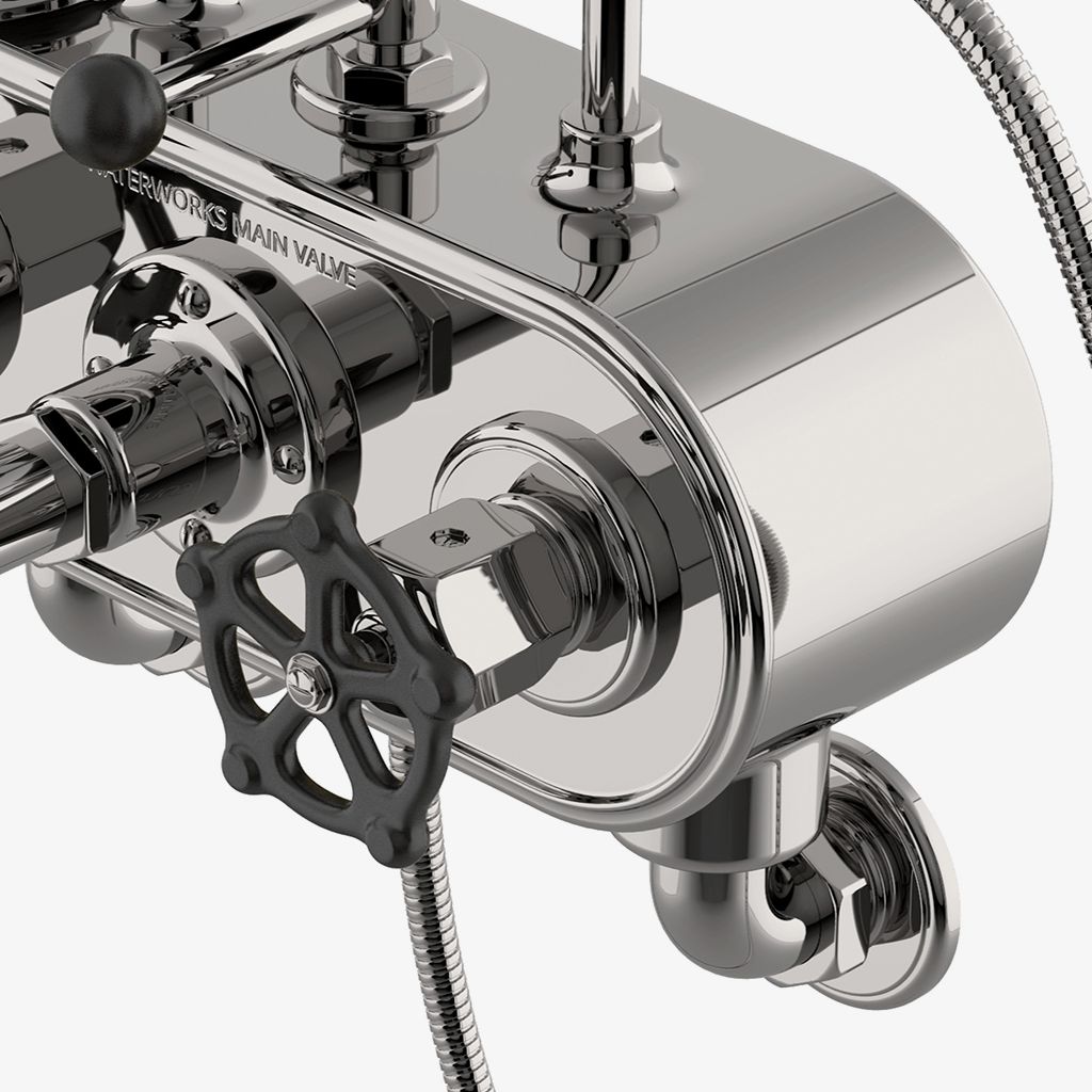 RGXT20 Настенный наполнитель для ванн с регулятором, ручной душ и черные ручки для колес Waterworks  - Вид №1