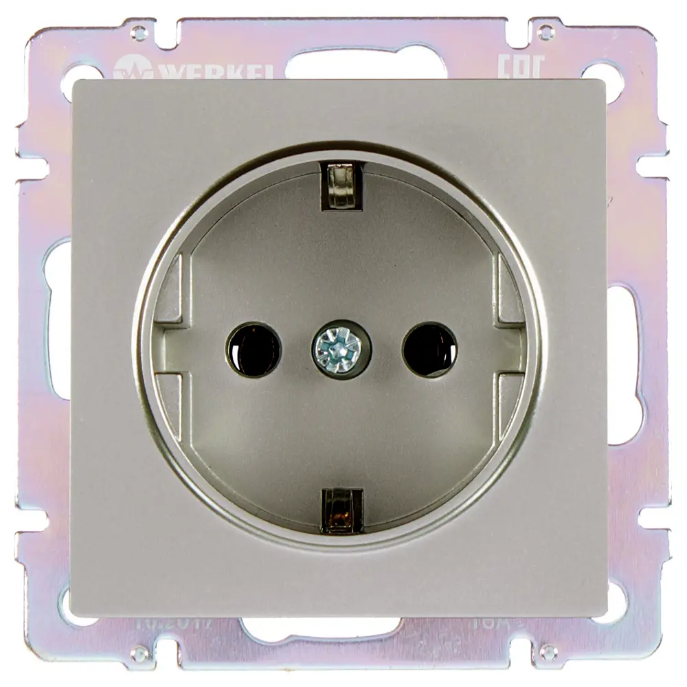 Розетка встраиваемая WERKEL с заземлением, серебристая для безопасного подключения 17782184 Встраиваемые механизмы STLM-0008609