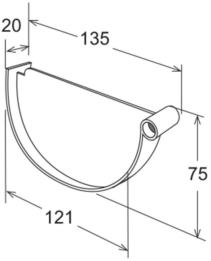 First Corporation Головка стыка со сливом для желоба First plast Tgs125r - Вид №1