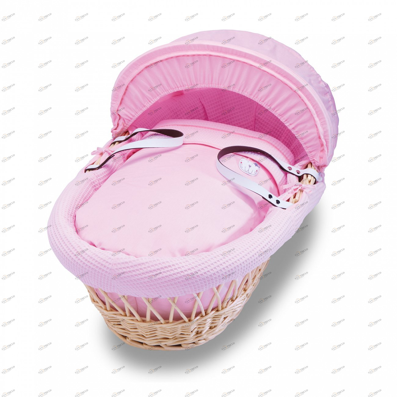 Колыбель-переноска Gift Wicker Moses Basket натуральная, розовое белье MINIME ДИЗАЙНЕРСКИЕ 010102 Бежевый 