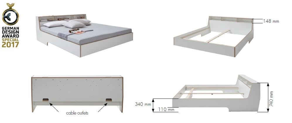 Деревянная двуспальная кровать с изголовьем контейнера Müller Small Living склон ARCH-00091932 - Вид №4