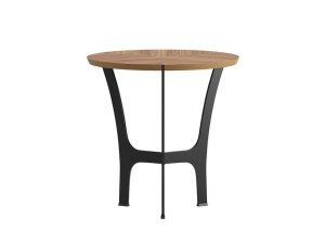 Круглый журнальный столик из шпона и металлического основания