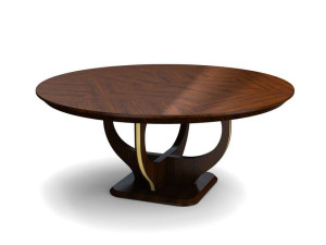 Круглый деревянный стол со скульптурным основанием