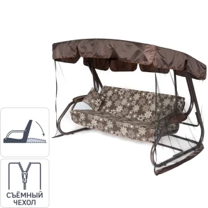 Качели садовые Greengard Аликанте 3-х местные (до 320 кг) коричневый/бежевый