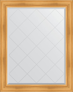 BY 4374 Зеркало с гравировкой в багетной раме - травленое золото 99 mm EVOFORM Exclusive-G