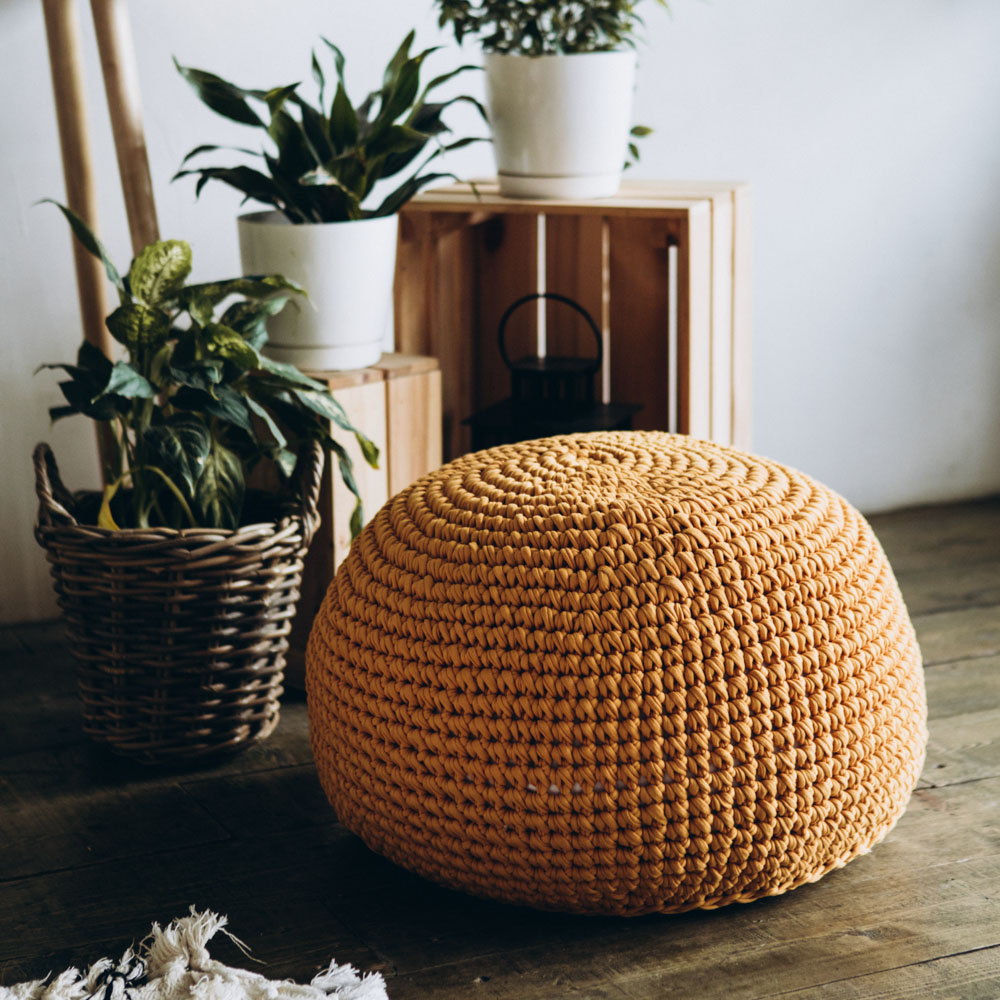 Вязаный пуф Горчичный VAMVIGVAM  281929 Оранжевый Santreyd  - Вид №3